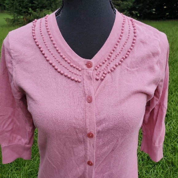 Pink Merona Cardigan Sweater M EUC - Picture 2 of 5